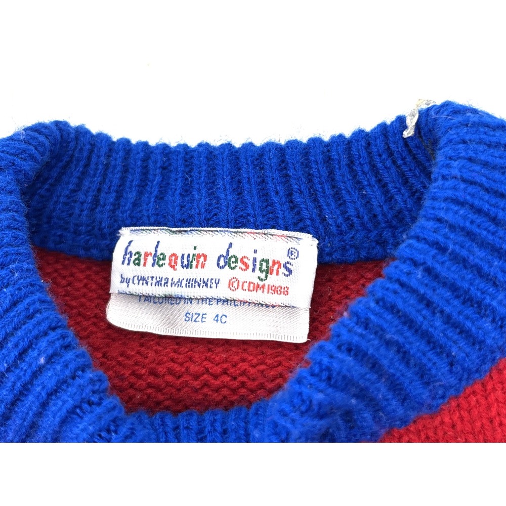 Harlequin Designs Wizard of Oz embroidered sweater Child Size 4 VTG 80s Rare 3D - Picture 5 of 7